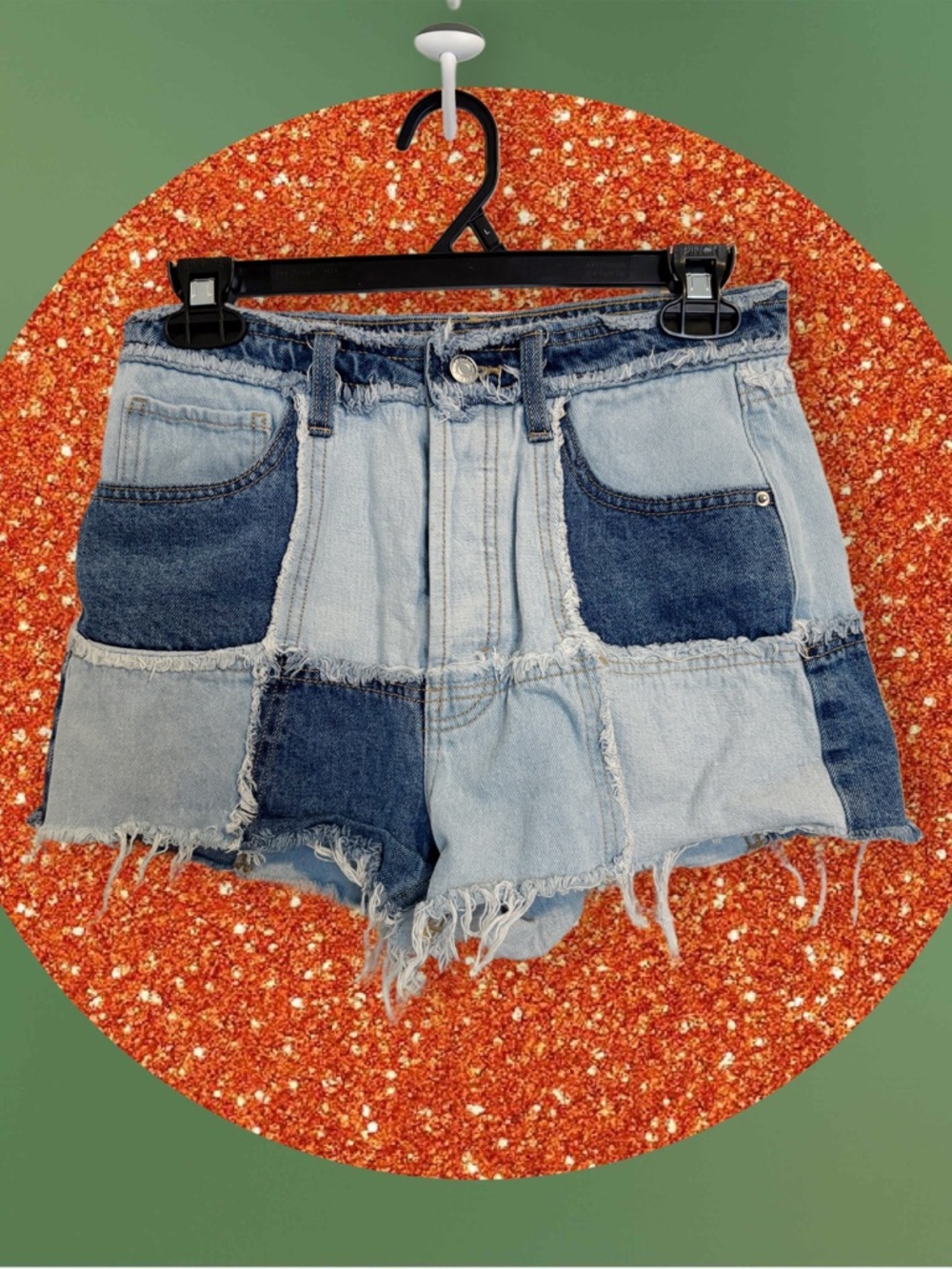 Wild Fable High Waisted Patchwork Denim Shorts – Trendy Colorblock Jean Cutoffs